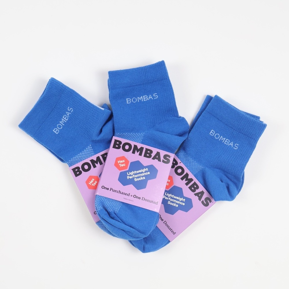 Bombas Lightweight Performance Socks Hex Tec Blue Solid Medium NWT